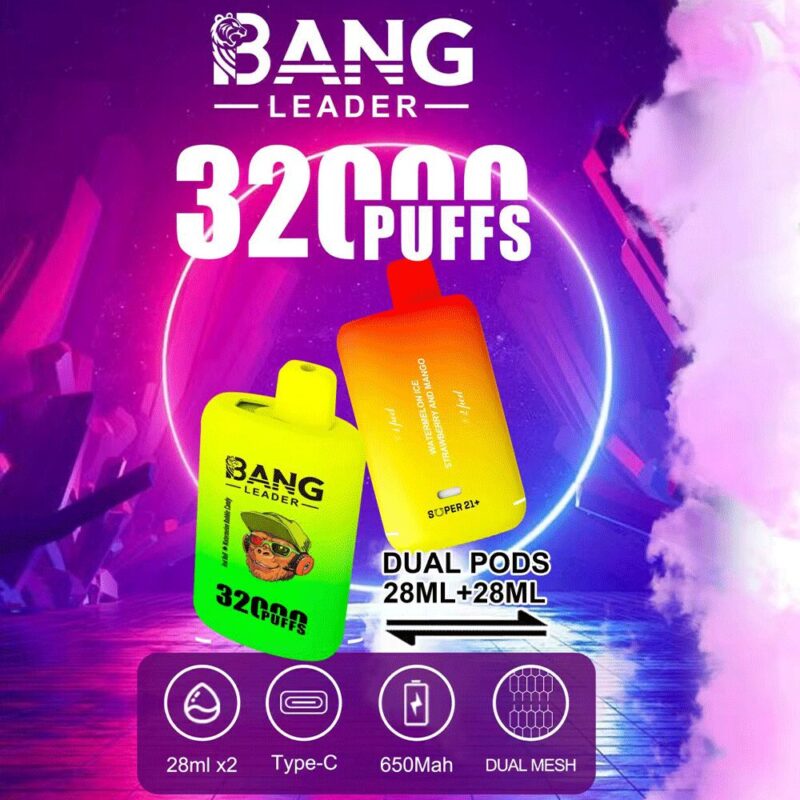 Bang Leader 32000 32k Puffs 0% 2% 3% 5% Nikotin Doppelter Geschmack Einweg Vape-perfectvape