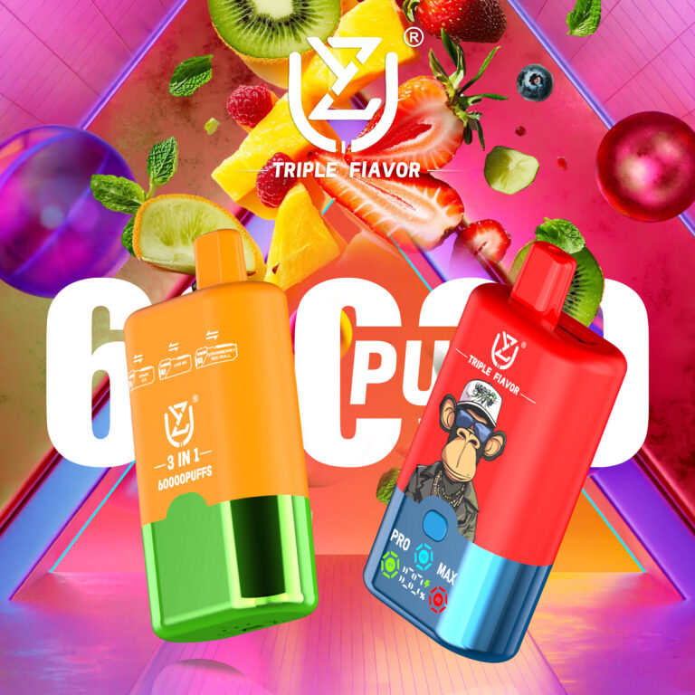 perfectvape-UZY Triple Flavor 60000 60K Puffs 3 in 1 Aromen Wiederaufladbare LED Anzeige Einweg Vape