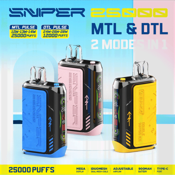 perfectvape-VAPMOD SNIPER 25000 25K Puffs Original Edition Leather LED Display Disposable Vape